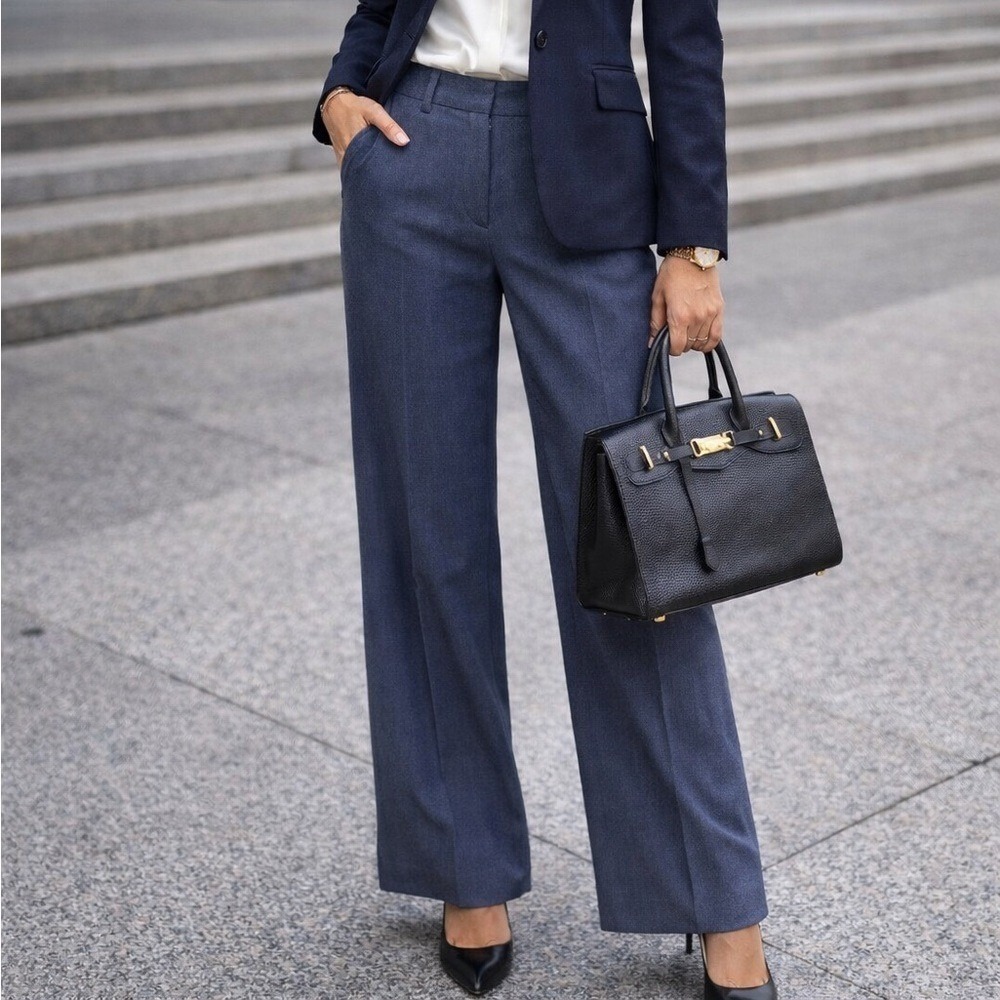 Nine West Navy Wide Leg Dress Pants